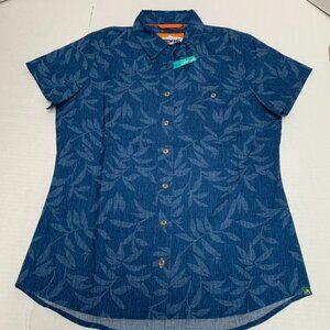 Orvis NWOT Womens Small Short Sleeve Outdoor Activity Button Down Shirt Blue